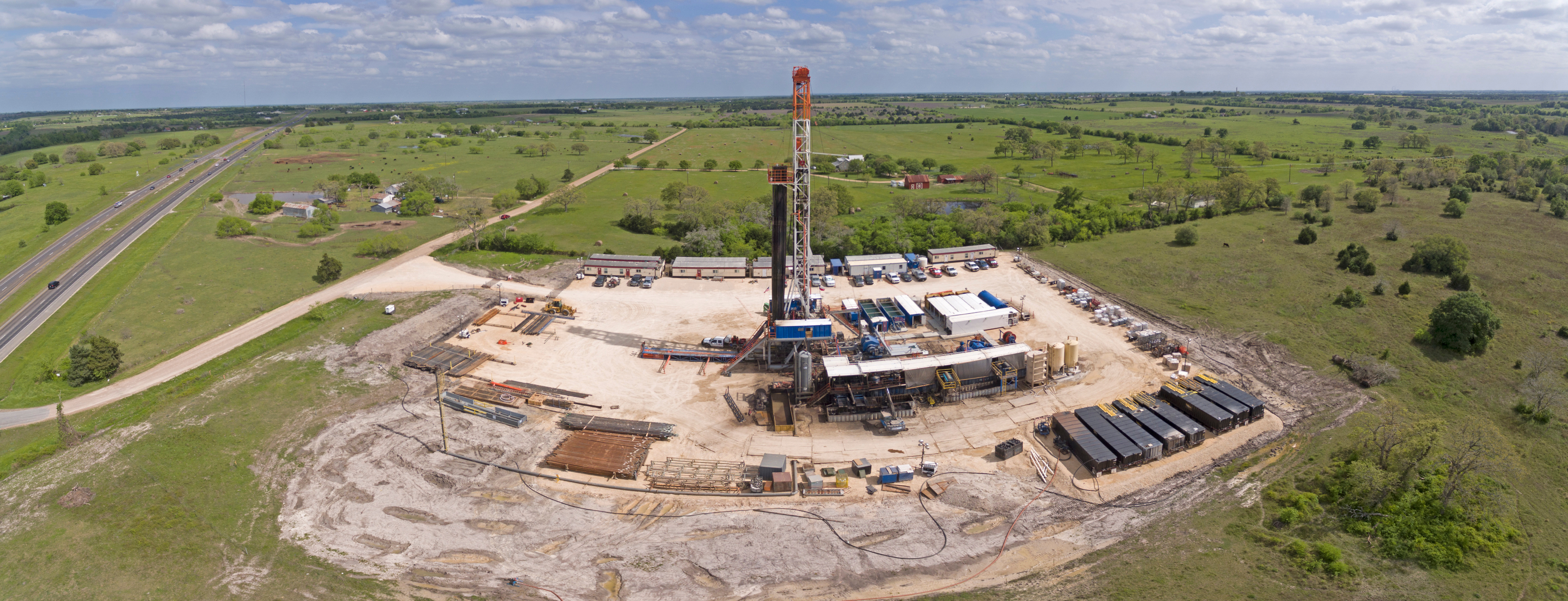 Oil and gas drilling project viewed from above